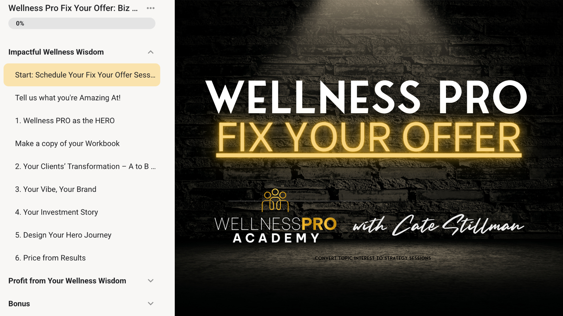 The Fix Your Offer classroom inside Skool